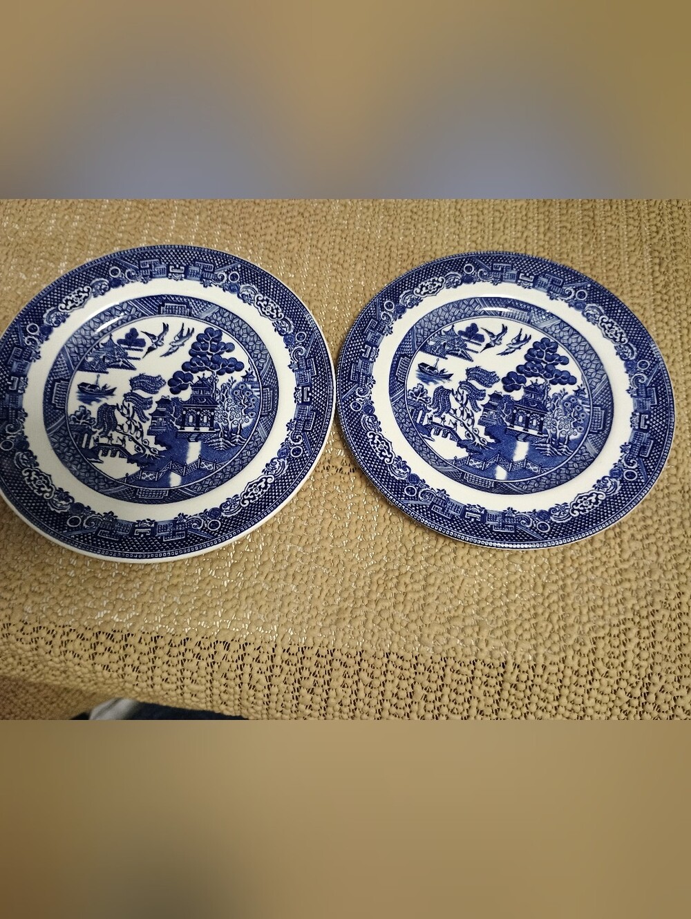 Pair of Blue Willow Porcelain Bread Plates Johnson Brothers by Appointment Queen